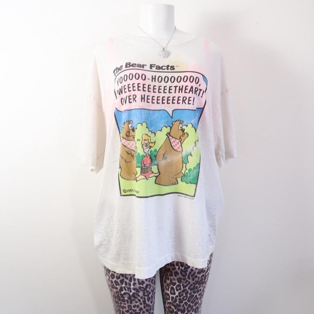 bear facts graphic tee vintage 90s comic‎ single stitch xl